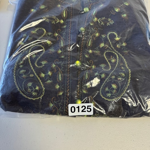 Silk Land Petite Brown Embroidered Mandarin Collar Boho Festival Jacket Size S - Picture 15 of 16